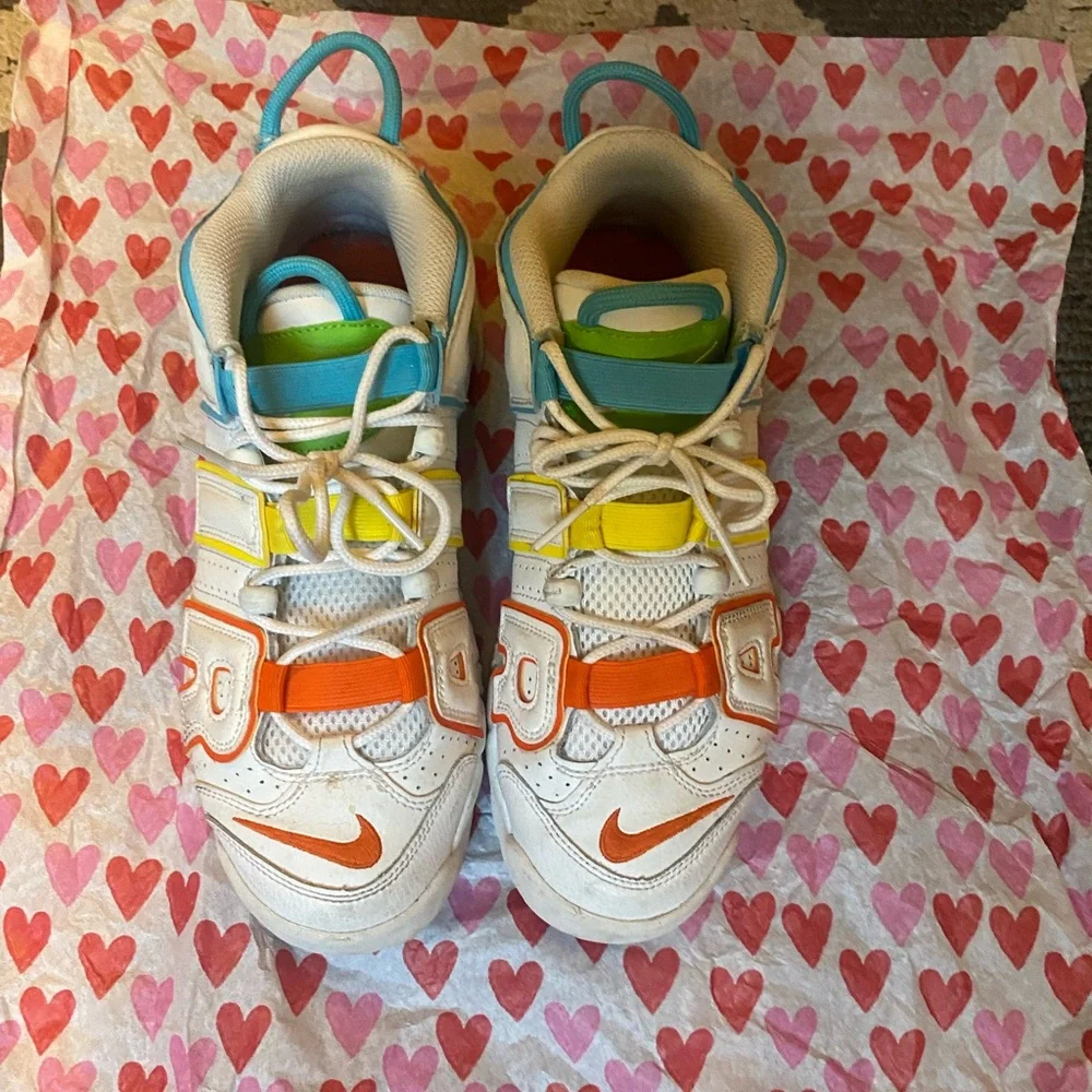 Nike White Sneakers with Orange and Blue Accents - Picture 2 of 3